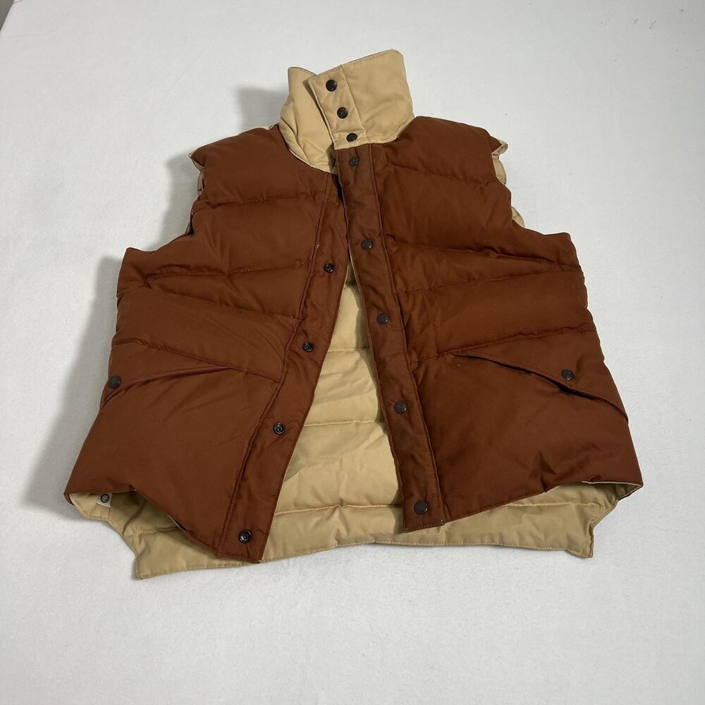 Vintage Sunshine Vest Mens Large Brown Reversible Down Puffer Hiking Outdoor - Picture 2 of 13